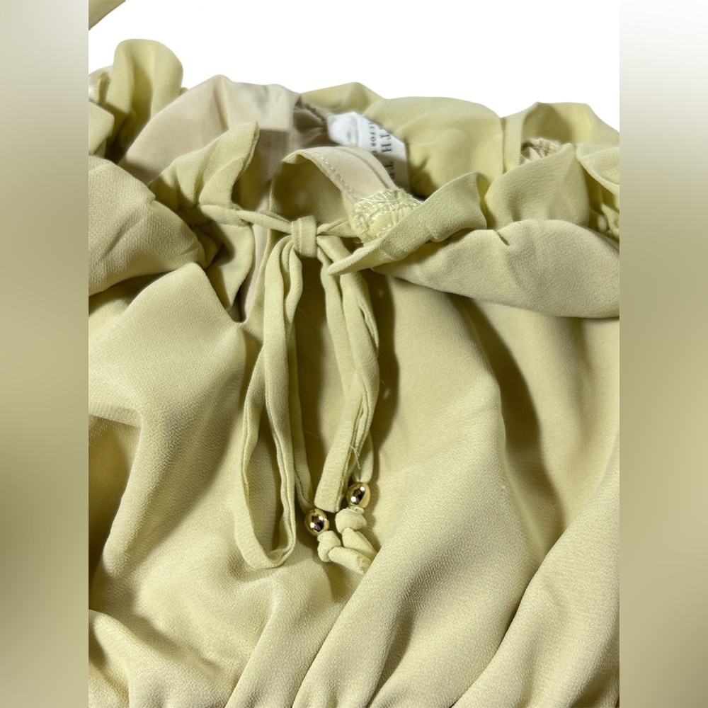 12th Tribe Yellow Long Sleeve Crop Top Boho Chic Romantic Ruffle Blouse Small S - Picture 4 of 10